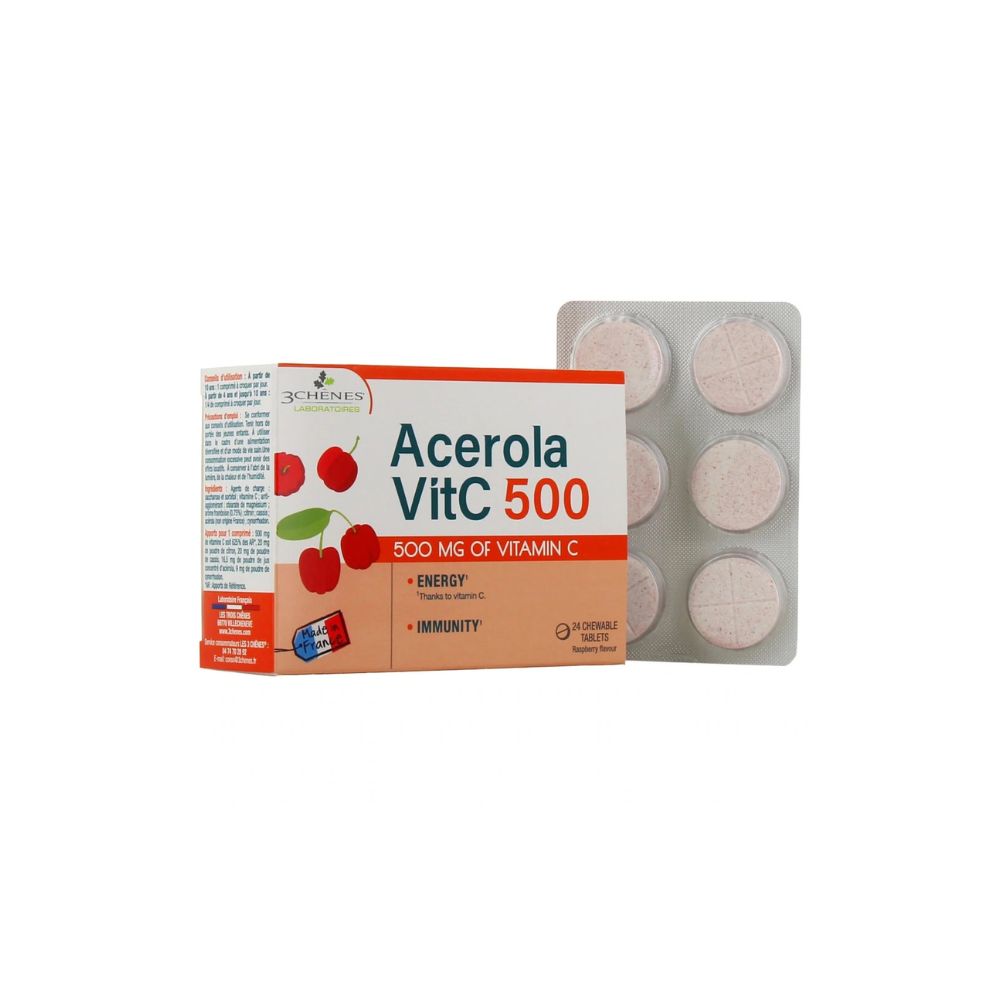3 CHENES ACEROLA VIT C 500 24 COMPRIMES