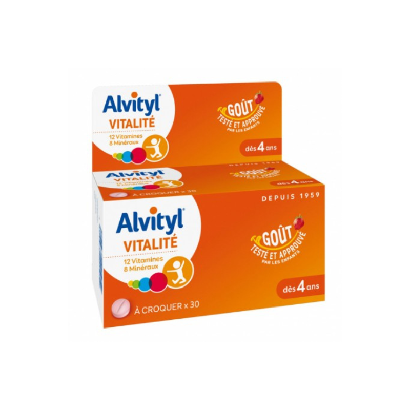 ALVITYL VITALITE A CROQUER GOUT FRAISE 30 COMPRIMES