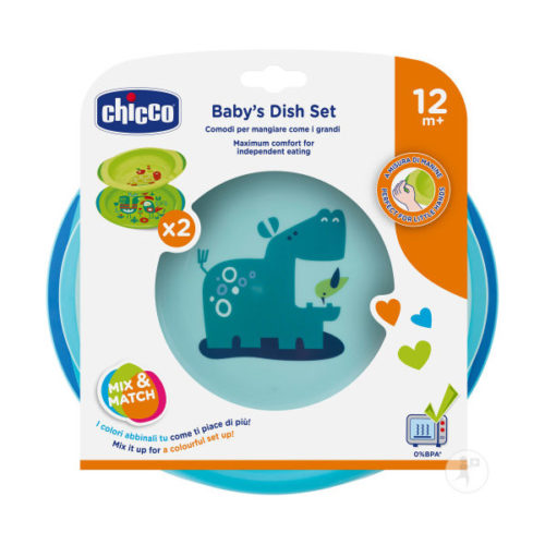 Chicco Ensemble Assiettes Plate Et Creuse Décorées Bébés 12M+ Boy
