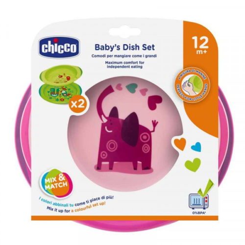 Chicco Ensemble Assiettes Plate Et Creuse Décorées Bébés 12M+ Girl