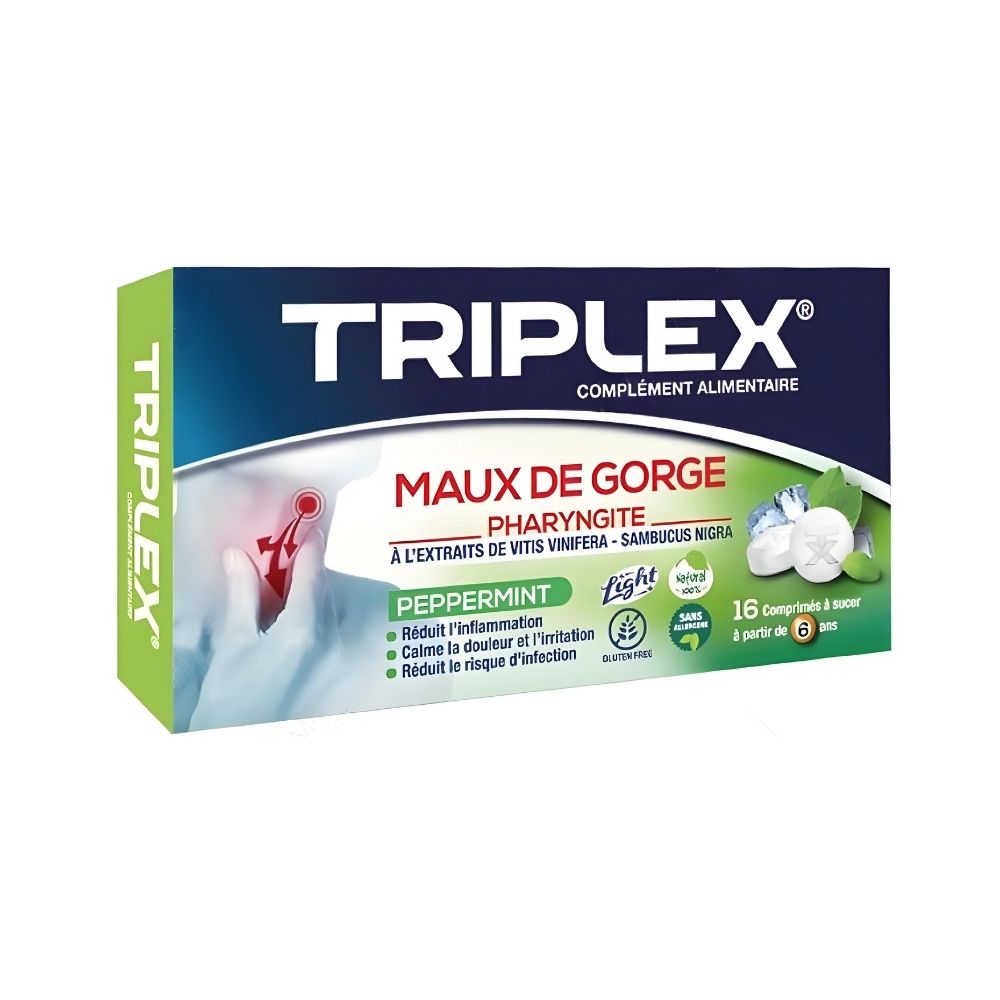 TRIPLEX MAUX DE GORGE MENTHE BT/16