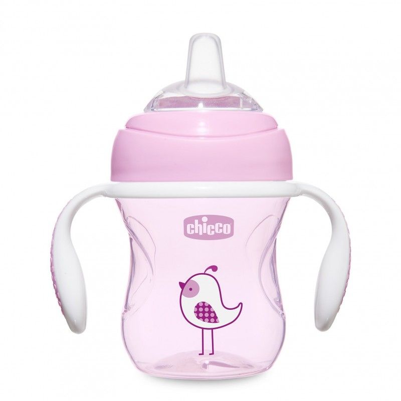 CHICCO Tasse Transition bec souple silicone 4M+ Rose