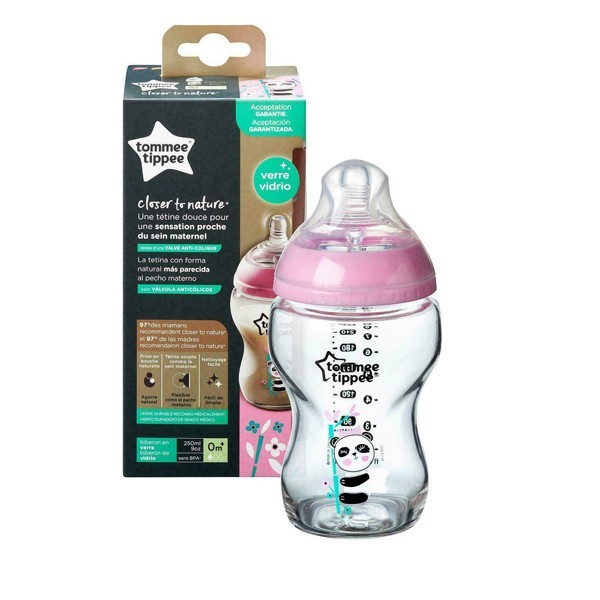 TOMMEE TIPPEE CLOSER TO NATURE BIBERON ROSE EN VERRE 0M+ 250ML