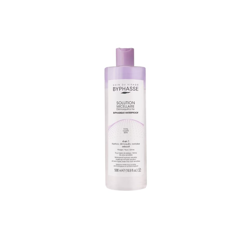BYPHASSE SOLUTION MICELLAIRE DEMAQUILLANTE 4 EN 1 BIPHASIQUE WATERPROOF 500Ml