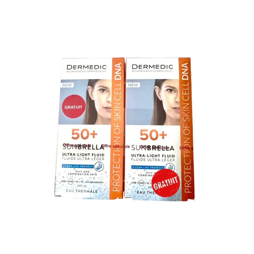 DERMEDIC SUNBRELLA FLUIDE ULTRA LEGER SPF50+ PEAUX MIXTES A GRASSES 40ML (2EME OFFERT)