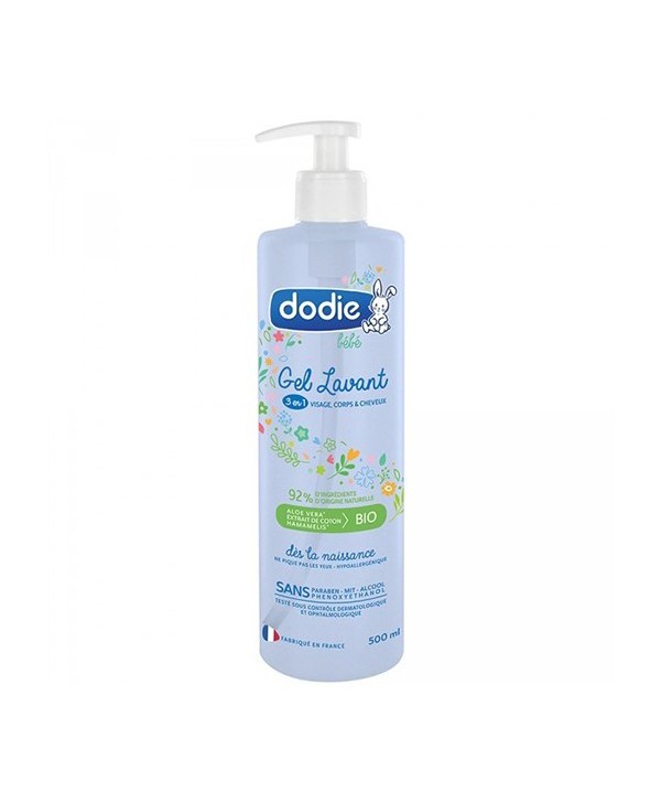 DODIE Gel Lavant 3en1 Visage, Corps et Cheveux 500ML