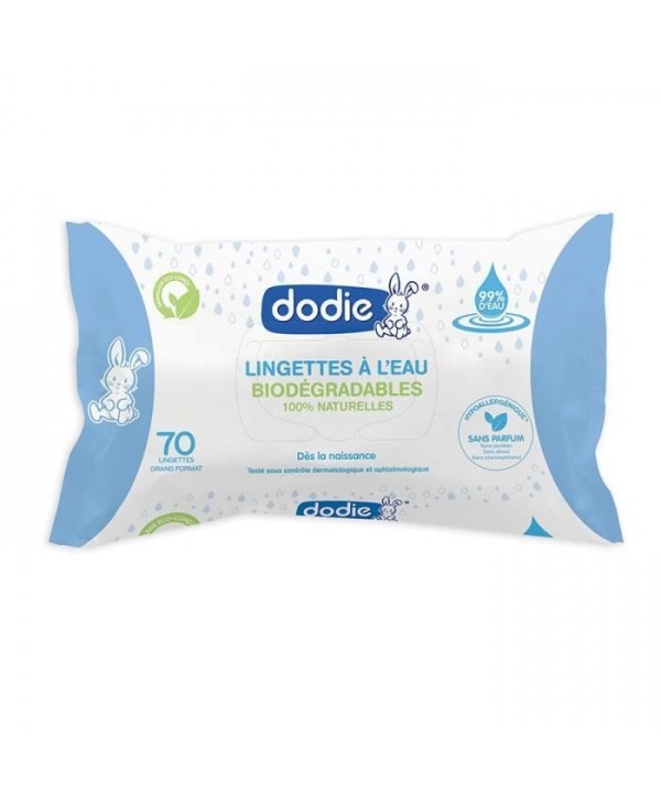 Dodie Lingettes à l’Eau Biodégradables 20 Pièces
