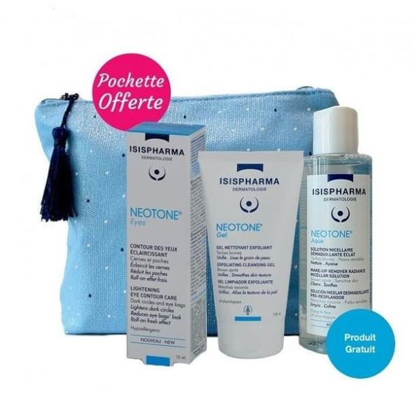 Isis Pharma Pack : Trousse Neotone Gel 150 ml + Neotone Eyes+ Neptone Aqua 100ml Offert