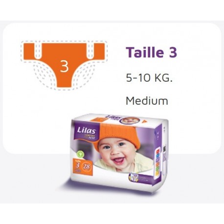 Lilas Couche 5-10 Kg Confort max actif pharmacie 28 pièces