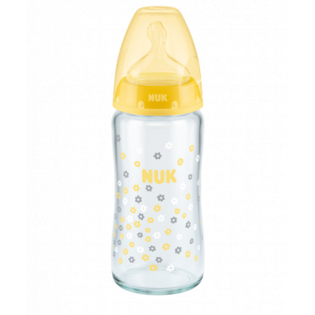 NUK BIBERON EN VERRE FIRST CHOICE 0-6 MOIS jaune 240ML