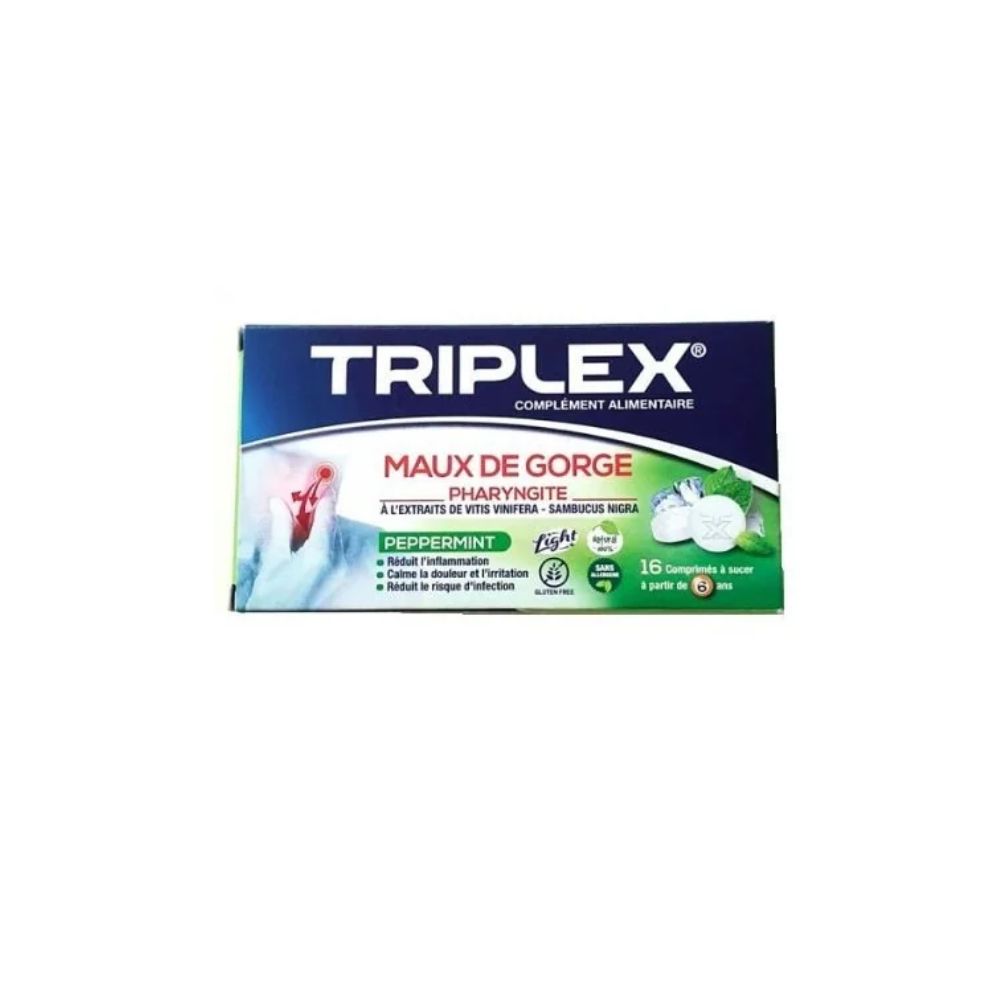 TRIPLEX MAUX DE GORGE PEPPERMINT 16 COMPRIMES