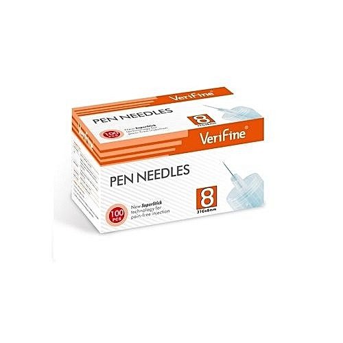 VERIFINE AIGUILLES STYLOS À INSULINE PEN NEEDLES 8 MM B/100